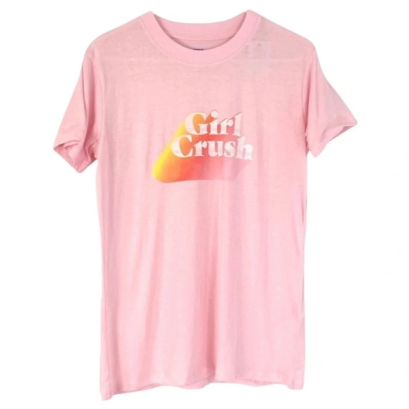 Girl Crush Tee Womens Small Medium Retro Print Graphic Tee Pink Cool Tshirt New - Picture 1 of 12